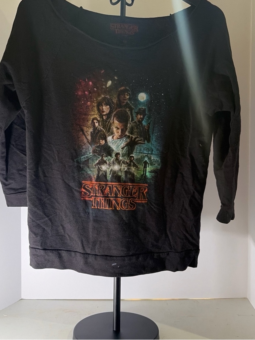 Stranger Things Black Graphic Kids Long-Sleeve Top